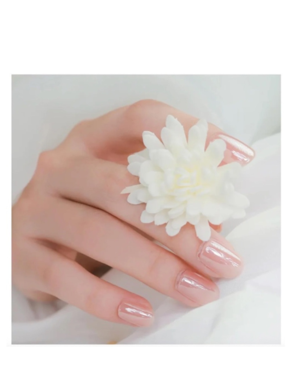 Nude Chrome Short Square Press On Nails